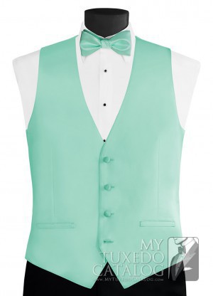 Mens XL Jade Green Dynasty Full Back Tuxedo Vest Tie by Flow Formals 