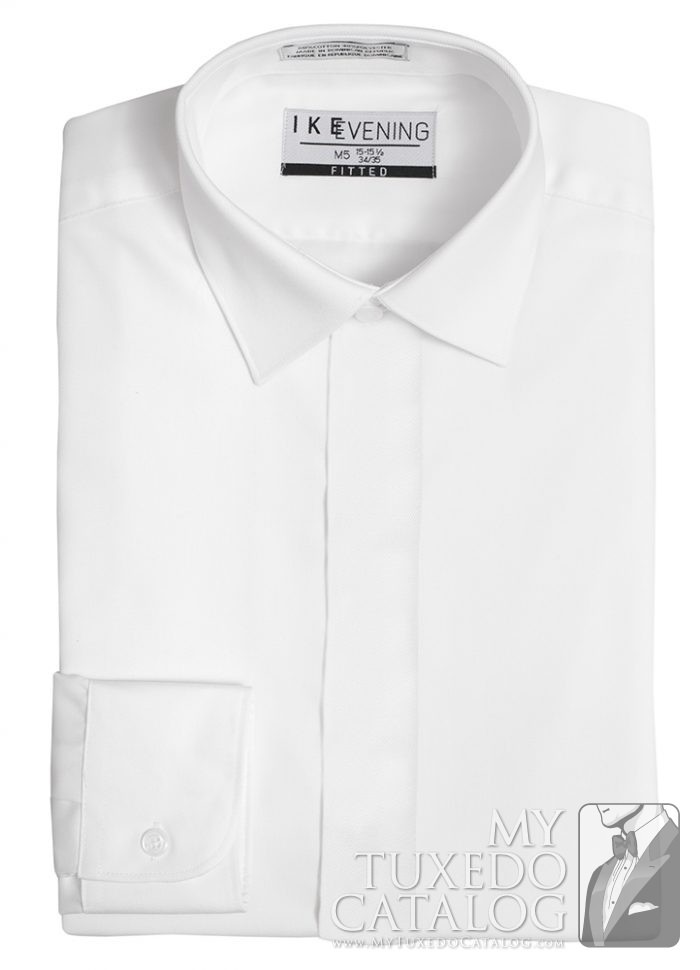 White Ike Behar Fly Front Spread Collar 