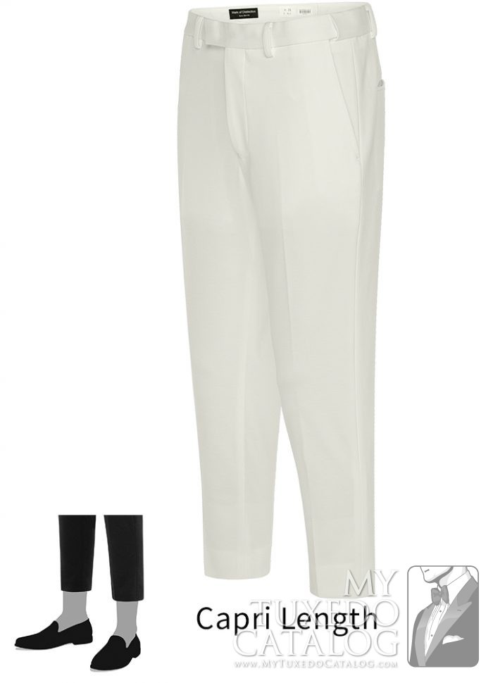 Ivory Capri Length EuroSlim Fit Stretch Trouser Pants